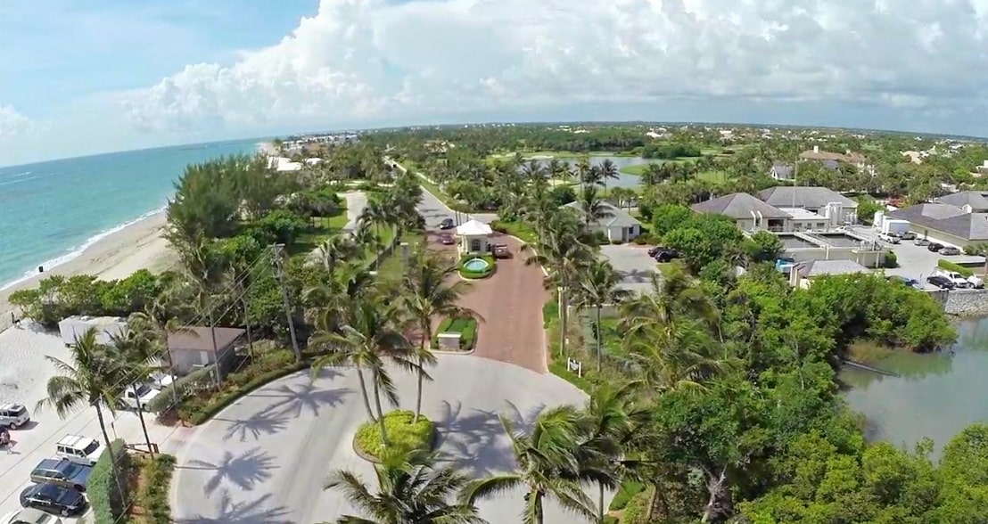 aerial image of the security gate at sailfish point