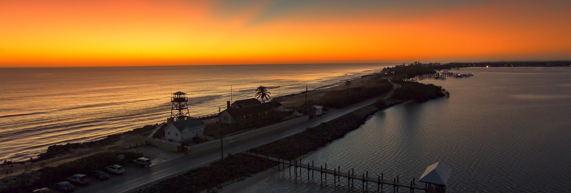 aerial of orange skies on hutchinson island
