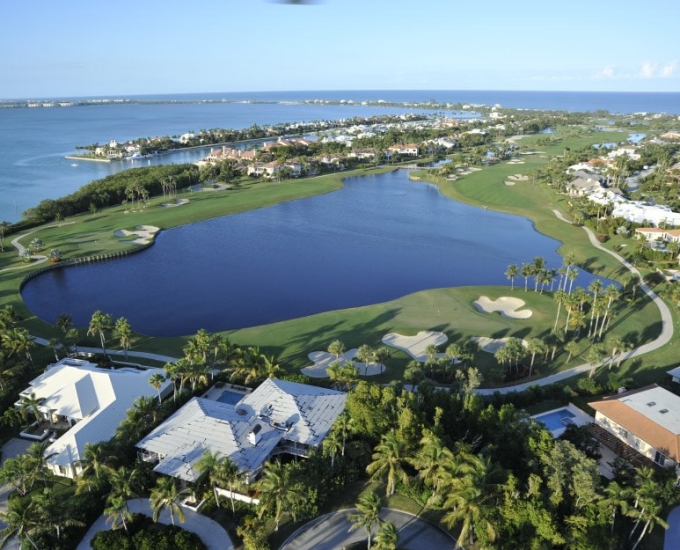 aerial image of the sailfish golf course and community