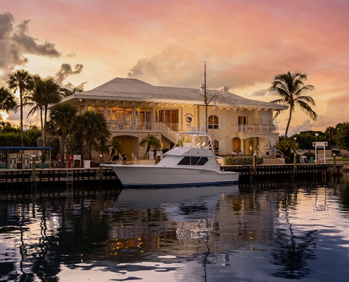 boat docked at the Sailfish Marina