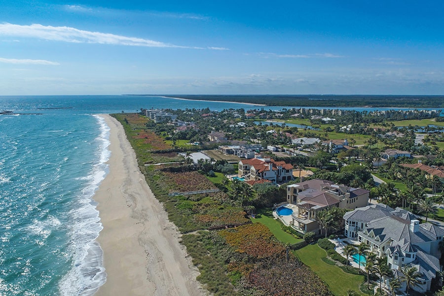 aerial of sailfish point homes on hutchinson island