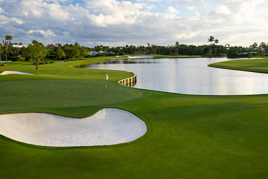 golf course hole and sandtrap at sailfish point