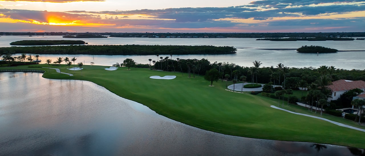 Jack Nicklaus Renovation golf course at sunset