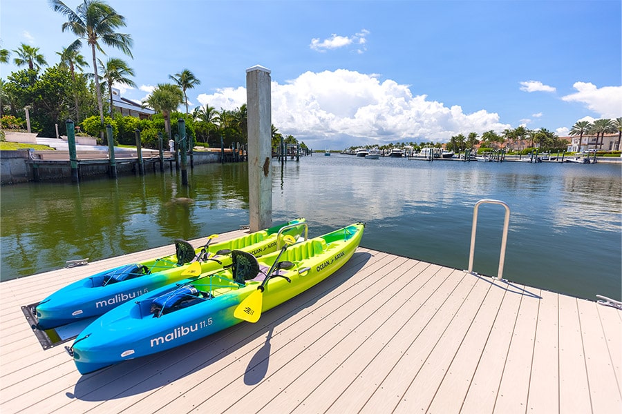 Kayak on dock in St Lucie Inlet