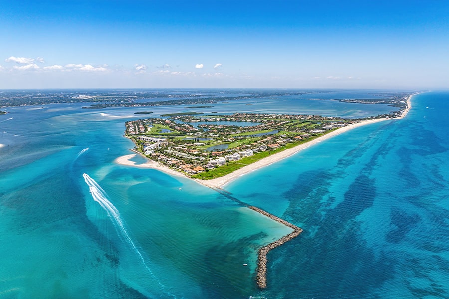 Aerial of Hutchinson Island in Florida